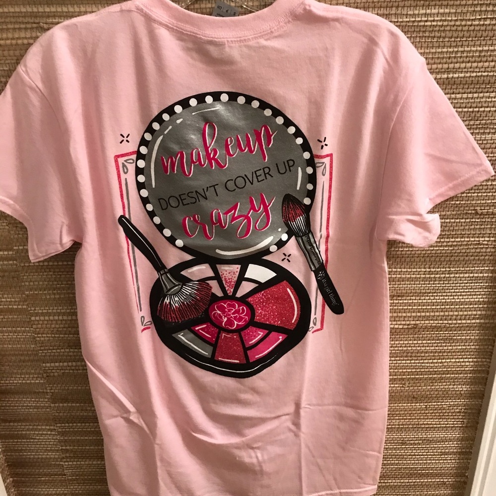 Pink makeup doesn’t cover crazy top